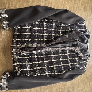 Tory Burch Black and White Tweed Blazer